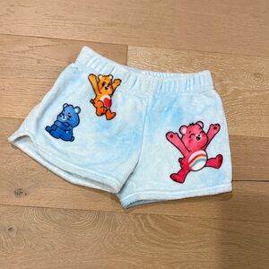 iScream Care Bears Kids Fleece Shorts - Light Blue with Colorful Care Bears